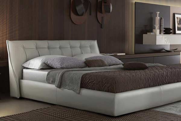 leather upholstered bed